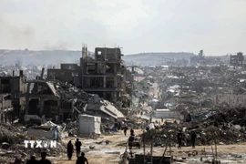Cảnh đổ nát do xung đột tại Dải Gaza. (Ảnh: THX/TTXVN)