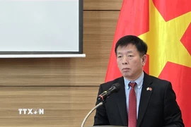 Đại sứ Vũ Hồ, Bí thư Đảng ủy tại Hàn Quốc, phát biểu chỉ đạo tại Hội nghị. (Ảnh: Đức Thắng/TTXVN)