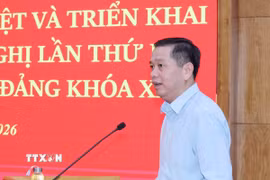 Đồng chí Nguyễn Long Hải, Uỷ viên Trung ương Đảng, Phó Bí thư Thường trực Đảng uỷ các cơ quan Đảng Trung ương quán triệt, triển khai thực hiện Quy định số 208/QĐ/TW và Kết luận số 76-KL/TW. (Ảnh: Phương Hoa/TTXVN)