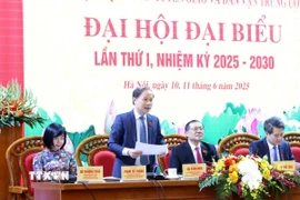 Đồng chí Phạm Tất Thắng, Uỷ viên Trung ương Đảng, Phó Trưởng Ban Tuyên giáo và Dân vận Trung ương điều hành Đại hội. (Ảnh: Phương Hoa/TTXVN)