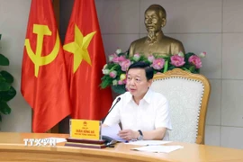 Phó Thủ tướng Trần Hồng Hà, Tổ trưởng Tổ công tác số 2 phát biểu chỉ đạo. (Ảnh: Phạm Kiên/TTXVN)