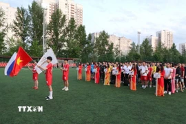 Lễ Bế mạc Giải bóng đá người Việt. (Ảnh: Quang Vinh/TTXVN)