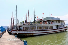 Một tàu du lịch trên Vịnh Hạ Long. (Ảnh: Văn Đức/TTXVN)