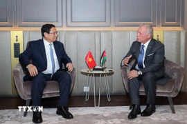 Thủ tướng Phạm Minh Chính gặp Quốc vương Jordan Abdullah II bin Al-Hussein nhân chuyến tham dự Hội nghị Đại dương Liên hợp quốc lần thứ 3, chiều 8/6/2025 (giờ địa phương), tại thành phố Nice (Pháp). (Ảnh: Dương Giang/TTXVN)