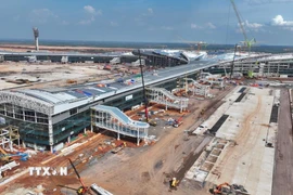 Nhà ga hành khách sân bay Long Thành đang gấp rút thi công. (Ảnh: Công Phong/TTXVN) 