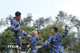 Huấn luyện võ chiến đấu đặc công của lực lượng Lữ đoàn đặc công 126 Hải quân. (Ảnh: Trọng Đức/TTXVN)