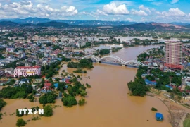 Thái Nguyên: Cảnh ngập sâu trong nước lũ nhìn từ trên cao