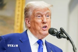 Tổng thống Mỹ Donald Trump phát biểu tại Nhà Trắng, Washington, D.C. (Ảnh: THX/TTXVN)