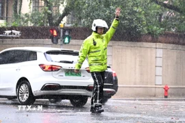 Trung Quốc đã kích hoạt hệ thống ứng phó khẩn cấp với bão, lũ cấp IV, cơn bão thứ 13 trong năm nay, đang tiến về vùng duyên hải. (Ảnh: THX/TTXVN) 