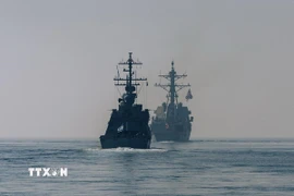 Tàu hải quân Israel và Mỹ tham gia cuộc tập trận chung ngày 1/2/2026. (Ảnh minh họa: THX/TTXVN)