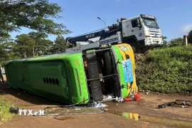 Hiện trường vụ tai nạn. (Ảnh: TTXVN phát) 