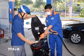 Hoạt động cung ứng xăng E10 tại cửa hàng xăng dầu số 25 Petrolimex Hưng Yên (phường Trần Lãm, tỉnh Hưng Yên). (Ảnh: Thu Hoài/TTXVN) 