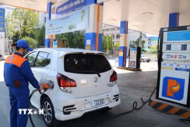 Hoạt động kinh doanh xăng dầu tại một cửa hàng của Petrolimex. (Ảnh: Thu Hoài/TTXVN)
