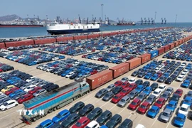 Quang cảnh cảng hàng hóa ở Trung Quốc. (Ảnh: THX/TTXVN) 