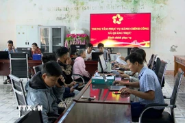 Trung tâm hành chính công xã Quảng Trực vận hành thông suốt, đảm bảo công việc thông suốt, không gián đoạn. (Ảnh: TTXVN phát)
