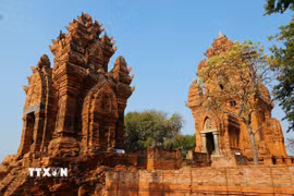 Tháp Pô Klong Garai (phường Đô Vinh, tỉnh Khánh Hòa) vẫn giữ được đường nét tinh tế, sắc sảo qua thời gian. (Ảnh: Nguyễn Thành/TTXVN)