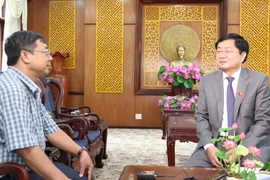 Bí thư Tỉnh ủy Tây Ninh Nguyễn Văn Quyết trả lời phỏng vấn phóng viên TTXVN. (Ảnh: TTXVN phát)