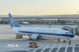 Máy bay của hãng hàng không Phương Nam Trung Quốc (China Southern Airlines) tại sân bay Đại Hưng. (Ảnh: Công Tuyên/TTXVN)