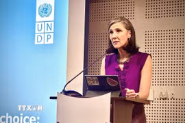 Bà Ramla Khalidi, Trưởng Đại diện Thường trú của UNDP tại Việt Nam phát biểu. (Ảnh: Việt Đức/TTXVN)