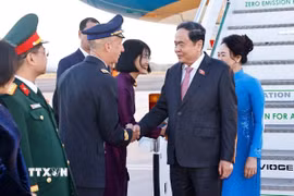 Lễ đón Chủ tịch Quốc hội Trần Thanh Mẫn và Phu nhân tại sân bay Ciampino, thành phố Rome, Cộng hòa Italy. (Ảnh: Doãn Tấn/TTXVN)