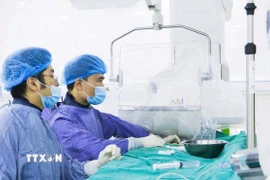 Các bác sỹ Bệnh viện Đa khoa Hùng Vương, tỉnh Phú Thọ cấp cứu thành công cho bệnh nhân bị vỡ thận độ IV do tai nạn giao thông. (Ảnh: TTXVN phát)