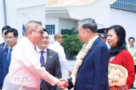Tổng Bí thư, Chủ tịch nước Tô Lâm và Phu nhân đến Manila, bắt đầu chuyến thăm cấp Nhà nước tới Philippines. (Ảnh: Thống Nhất/TTXVN)