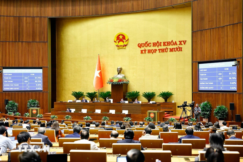 Quốc hội biểu quyết thông qua Luật Trí tuệ nhân tạo. (Ảnh: Doãn Tấn/TTXVN)