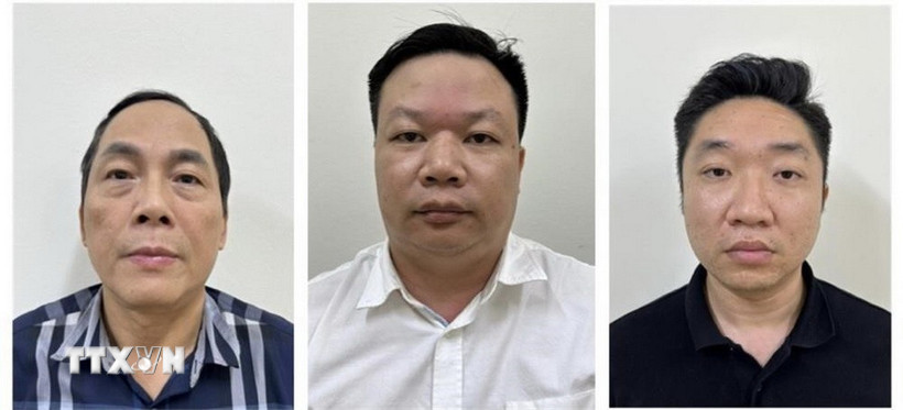 Các đối tượng (từ trái qua phải): Hoàng Quốc Hùng, Lương Nhân Hòa, Nguyễn Đình Cảnh. (Ảnh: TTXVN phát)