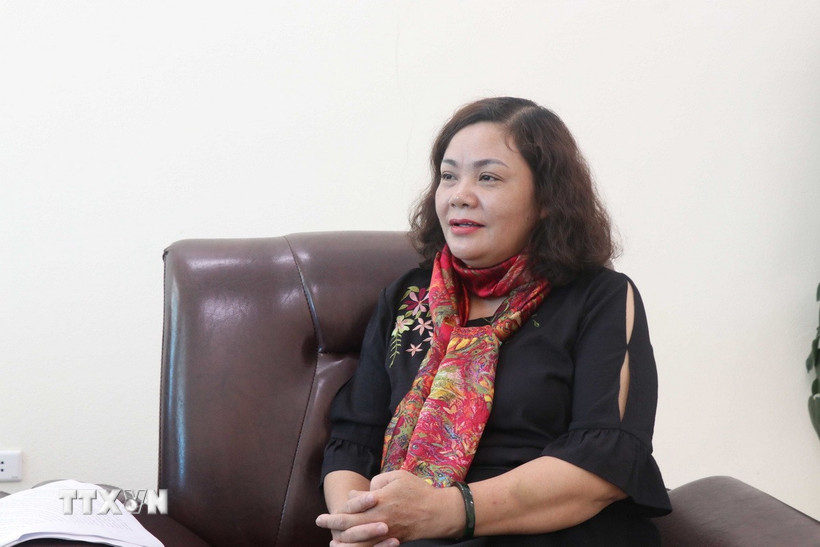 Hiệu trưởng Trường Tiểu học Đoàn Kết Nguyễn Thị Phương. (Ảnh: Nguyễn Oanh/TTXVN.)