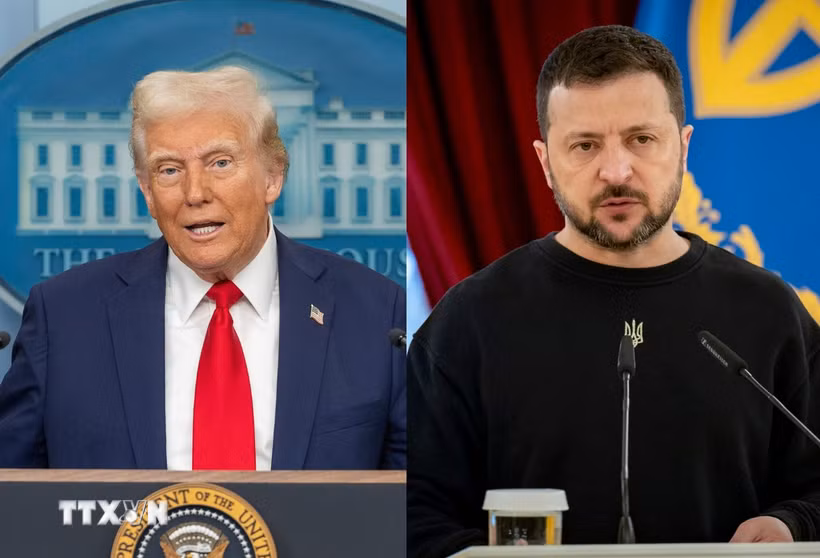Tổng thống Donald Trump và Tổng thống Volodymyr Zelensky. (Nguồn: AFP-Getty Images/TTXVN)