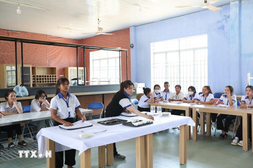 Học sinh trường trung cấp nghề trong giờ thực hành. (Ảnh minh họa: Hoàng Hiếu/TTXVN)