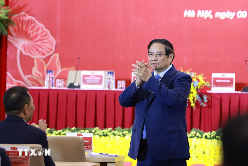 Thủ tướng Phạm Minh Chính dự Đại hội Đảng bộ Tập đoàn Điện lực Việt Nam lần thứ IV, nhiệm kỳ 2025-2030. (Ảnh: Dương Giang/TTXVN)