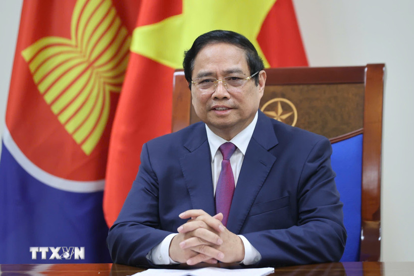 Thủ tướng Phạm Minh Chính gửi thông điệp nhân dịp 58 năm kỷ niệm ngày thành lập Hiệp hội các nước Đông Nam Á (ASEAN), và 30 năm Việt Nam tham gia ASEAN. (Ảnh: Dương Giang/TTXVN)