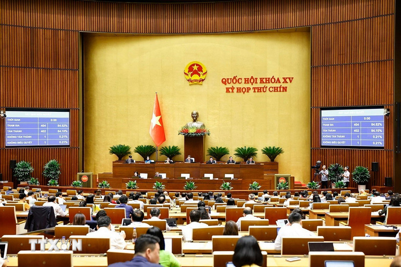 Quốc hội biểu quyết thông qua Nghị quyết của Quốc hội về Chương trình giám sát của Quốc hội năm 2026. (Ảnh: Doãn Tấn/TTXVN)