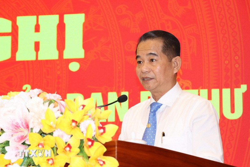 Ông Thái Bảo, Phó Bí thư Tỉnh ủy Đồng Nai, phát biểu nhận nhiệm vụ. (Ảnh: Sỹ Tuyên/TTXVN)