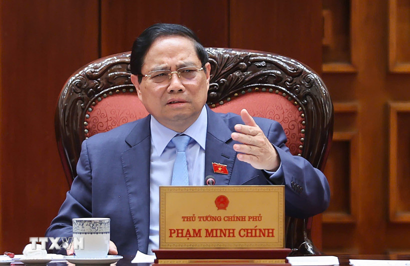 Thủ tướng Phạm Minh Chính chủ trì cuộc họp của Thường trực Chính phủ về rà soát nhiệm vụ công tác trên các lĩnh vực trong 10 tháng năm 2025. (Ảnh: Dương Giang/TTXVN)