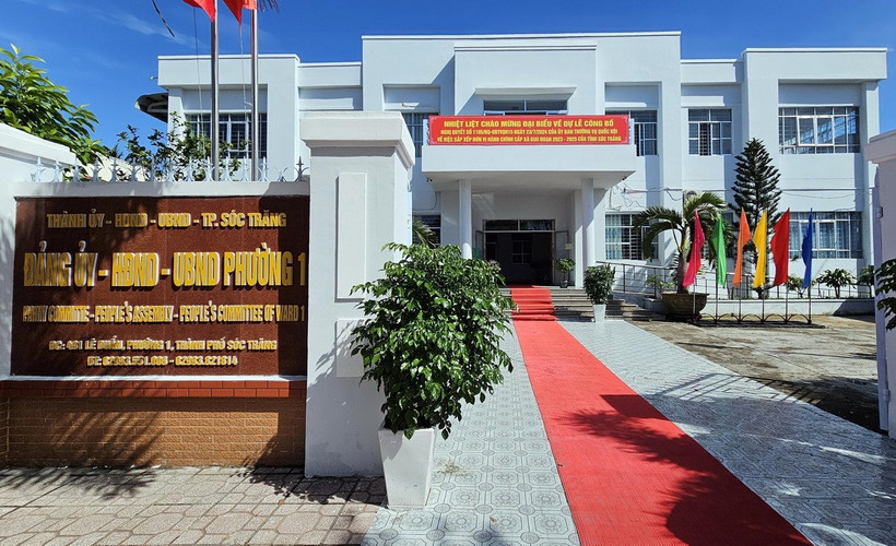 Trụ sở UBND Phường 1 mới của thành phố Sóc Trăng sau khi sáp nhập được đặt tại vị trí của phường 9 cũ. (Ảnh minh họa: Trung Hiếu/TTXVN)