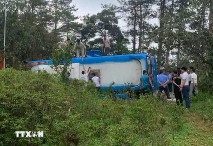 Hiện trường vụ tai nạn. (Ảnh: TTXVN phát)