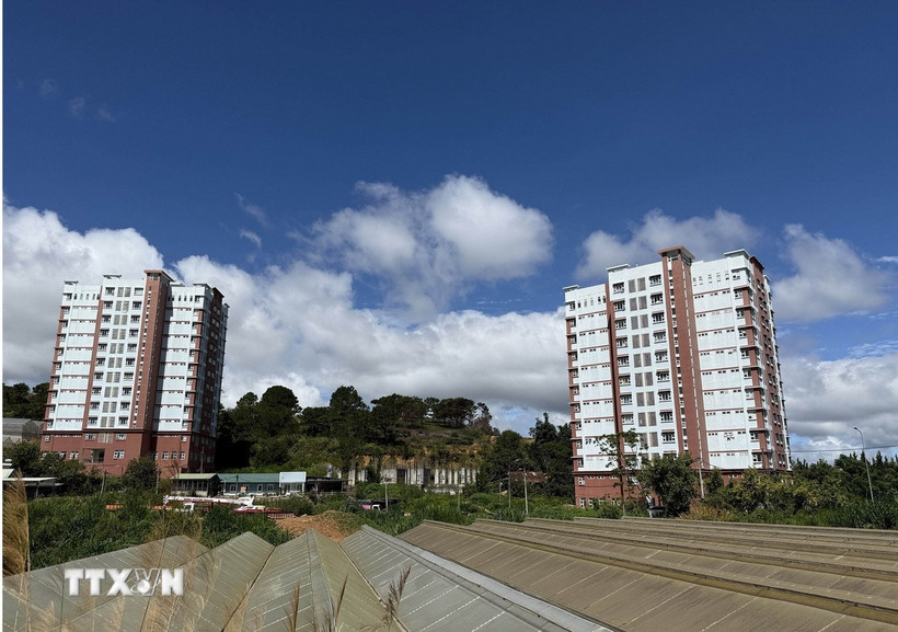 Khu ký túc xá Sinh viên Đà Lạt (đường Nguyễn Hoàng, Phường 7, Đà Lạt) là nơi ở cho khoảng 488 người với 122 phòng. (Ảnh: Nguyễn Dũng/TTXVN)