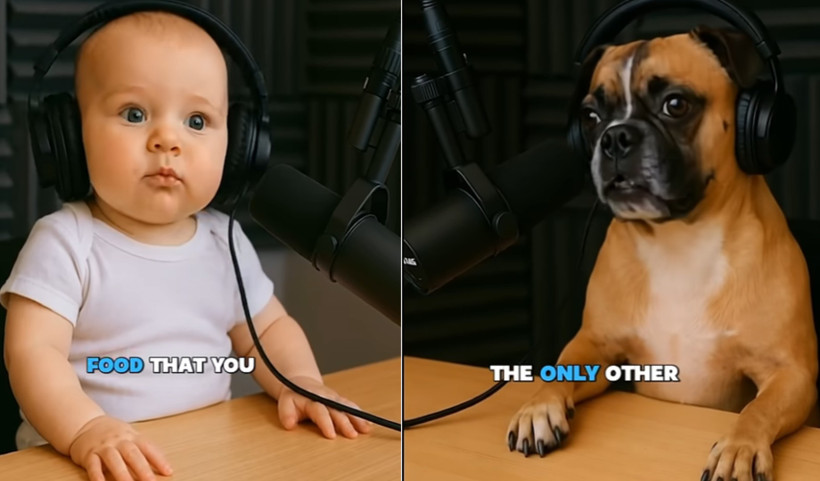 Hai nhân vật trong Podcast Em bé biết nói do Trí tuệ Nhân tạo tạo ra. (Nguồn: YouTube)