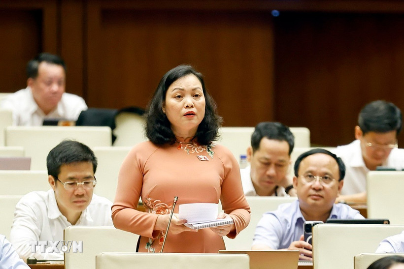 Đại biểu Quốc hội tỉnh Bà Rịa-Vũng Tàu Huỳnh Thị Phúc phát biểu. (Ảnh: Doãn Tấn/TTXVN)