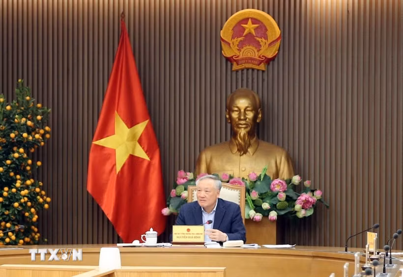 Phó Thủ tướng Thường trực Nguyễn Hòa Bình phát biểu. (Ảnh: TTXVN phát)