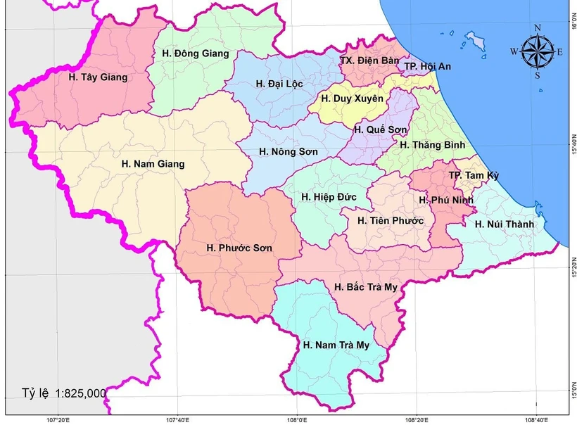 Bản đồ hành chính tỉnh Quảng Nam. (Nguồn: quangnam.gov.vn)
