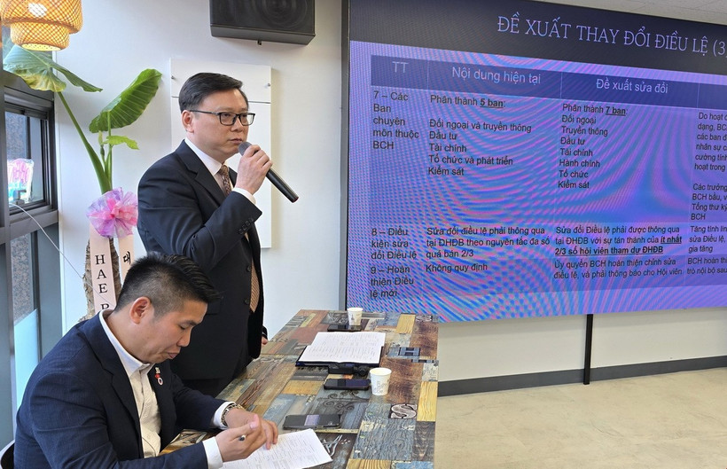 Chủ tịch BAViK Đào Tuấn Hùng phát biểu tại Đại hội. (Ảnh: Đức Thắng/TTXVN)