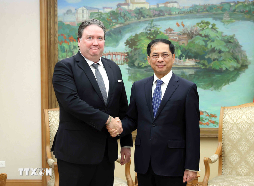 Phó Thủ tướng Bùi Thanh Sơn tiếp Đại sứ Hoa Kỳ tại Việt Nam Marc E. Knapper. (Ảnh: An Đăng/TTXVN)