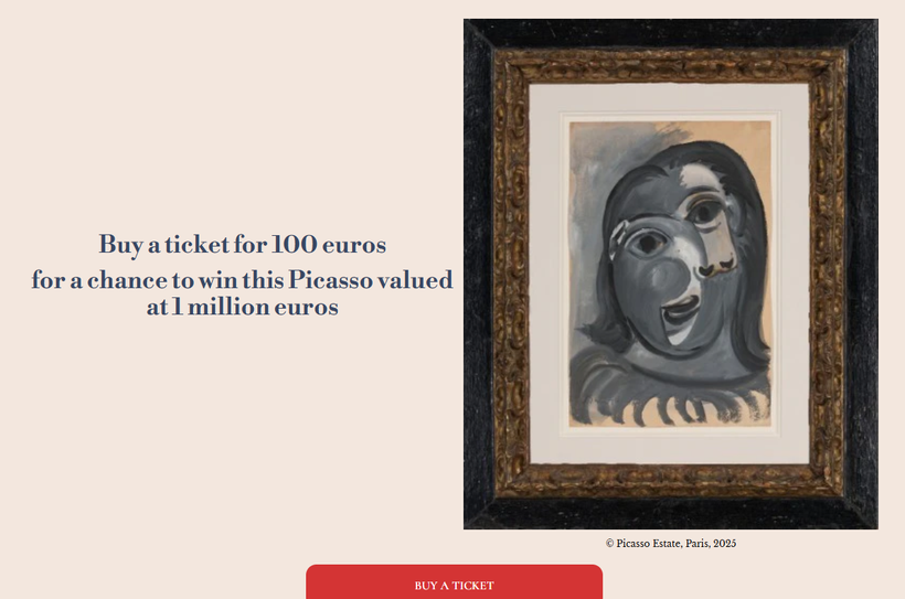 Chương trình xổ số từ thiện với giải thưởng là một bức họa của Picasso. (Nguồn: 1picasso100euros.com)