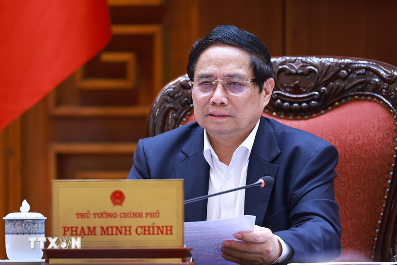 Thủ tướng Phạm Minh Chính chủ trì cuộc họp. (Ảnh: Dương Giang/TTXVN)