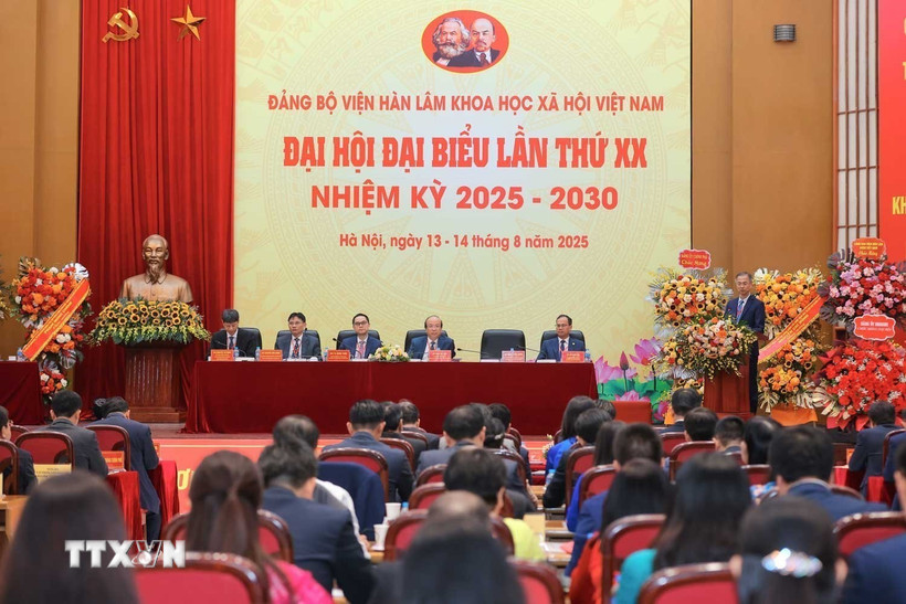 Đại hội đại biểu Đảng bộ Viện Hàn lâm Khoa học xã hội Việt Nam nhiệm kỳ 2025-2030. (Ảnh: Hoàng Hiếu/TTXVN)