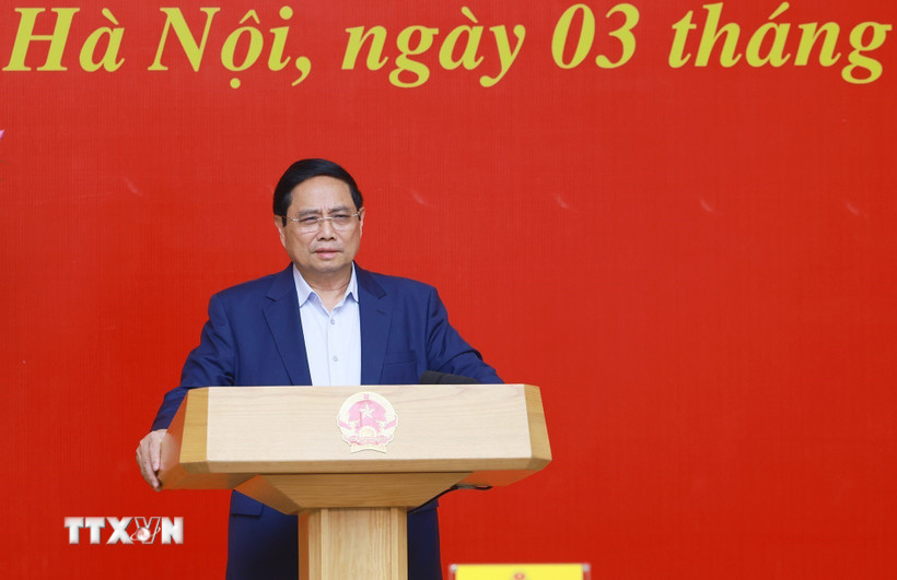 Thủ tướng Phạm Minh Chính chủ trì Hội nghị lần thứ hai Ban Chấp hành Đảng bộ Chính phủ. (Ảnh: Dương Giang/TTXVN)