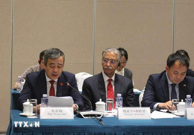 Đồng chí Ngô Đông Hải, Phó Trưởng ban Tuyên giáo và Dân vận Trung ương phát biểu tại một Diễn đàn trong khuôn khổ Hội nghị. (Ảnh: Hải Yến/TTXVN)